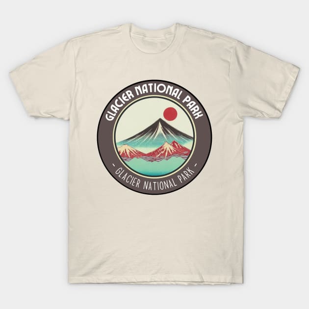 Beauty of Glacier National Park in Japanese Vibes T-Shirt by Mochabonk